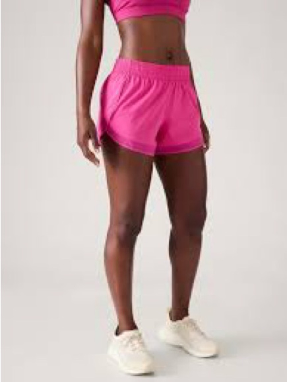 Athleta Hot Pink Mesh Racer Run Mid Rise 4 Short Women's Athletic Shorts